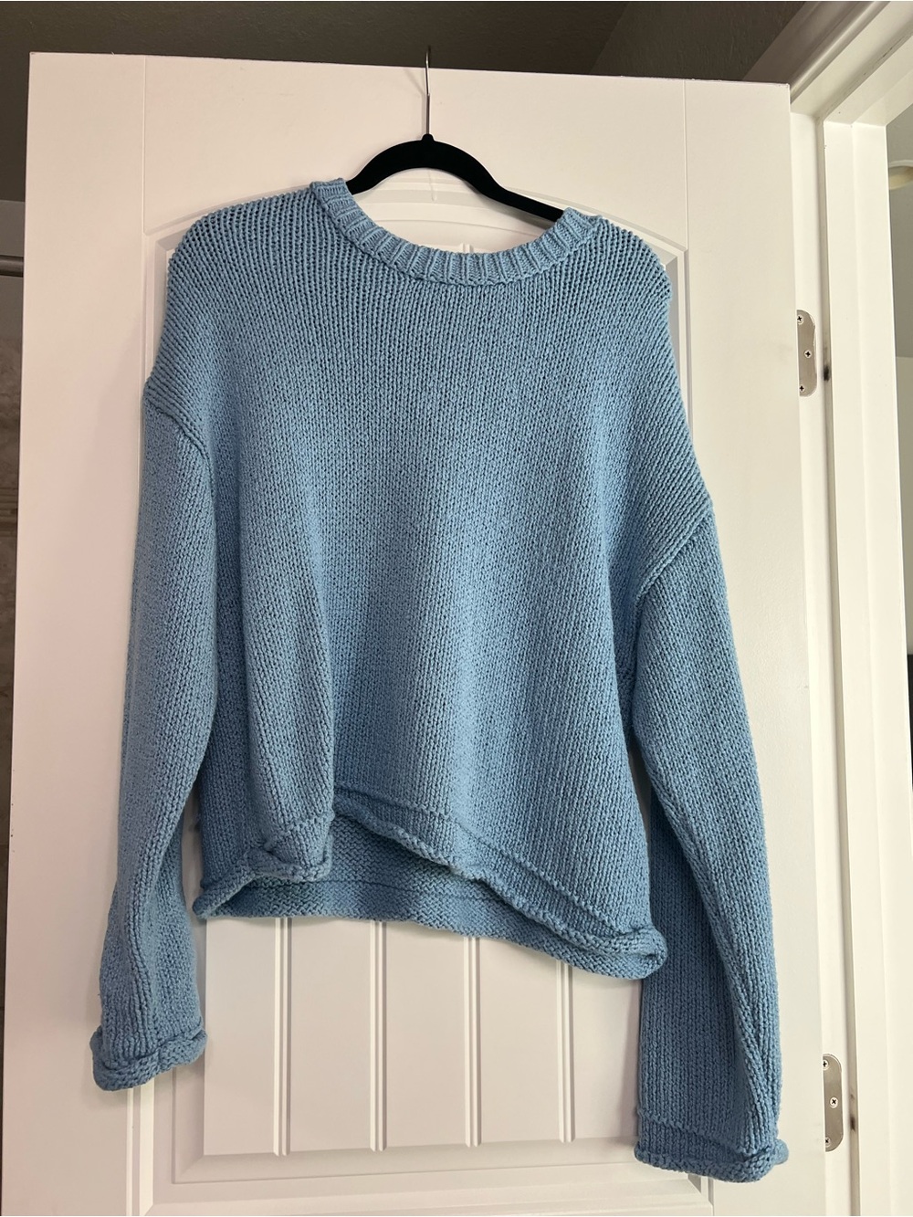 Pilcro Light Blue Women's Knit Crewneck Sweater - Picture 3 of 5